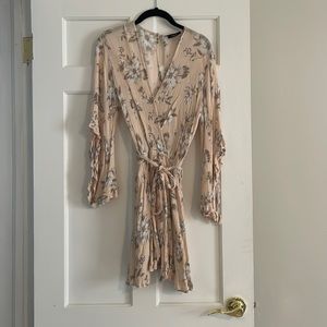 Vici Pink Foral Mini Dress Tie Wrap Small